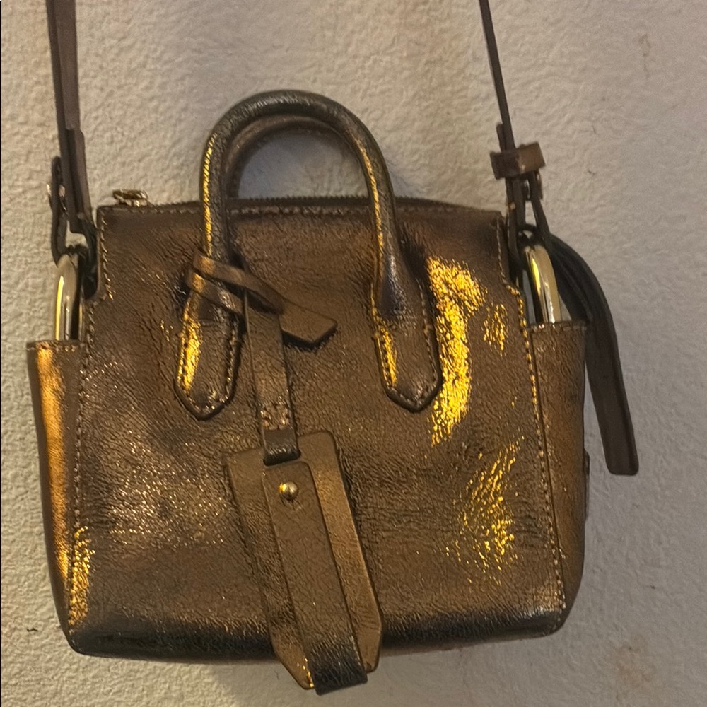 J. Crew Mini Harper Metallic Bronze Handbag